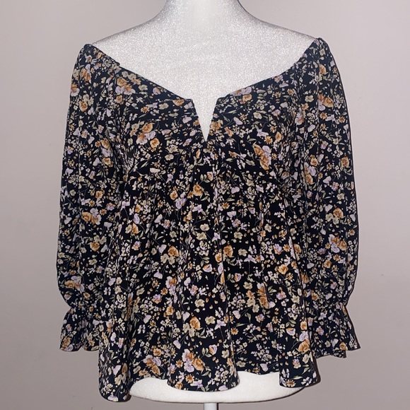 Entro Boho Floral Babydoll Peasant Blouse - Picture 2 of 15